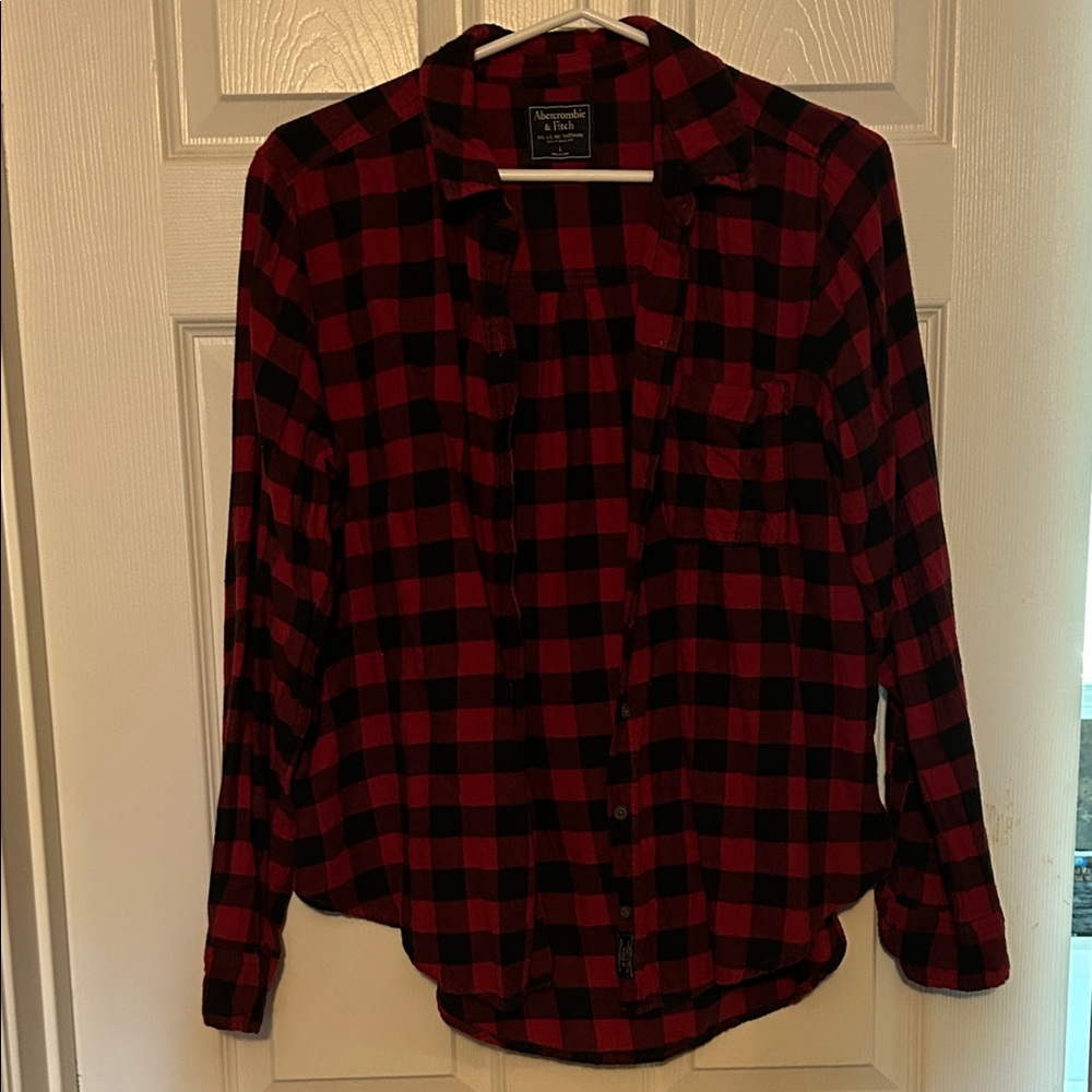 5 marked items for $10 Abercrombie & Fitch Red and Black Checkered Shirt